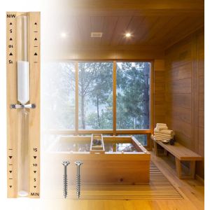Sablier sauna avec minuteur de 15 minutes, résistant à la chaleur, sablier bois, de sable blanc - Neuf