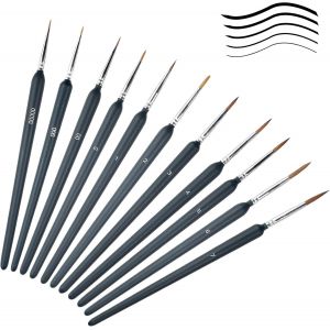 Chenquansarl-11 Pi&egrave;ces Pinceau Fin Peinture, Professionnels D&eacute;tail Pinceaux Aquarelle, Pinceaux Peinture Acrylique Fins, Petit Pinceau Au Numero, Petits Modelisme (2 Ensembles) - Neuf