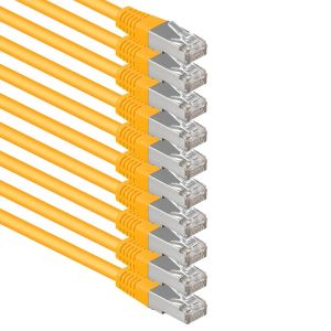 Kal-2 M Jaune - Lot De 10 Câbles Réseau Cat.6 Patch Cable Cat6 S-Ftp Gigabit Lan Pimf Cat 6 Cuivre Cu Sans Halogène Internet Dsl Console De Jeu Smart Tv - Neuf