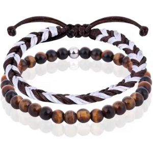 Kalanka-2 Pièces Bracelet Surfeur Set, Boho Bracelets Pour Homme, 6mm Bracelet De Naturelle, Accessoires De Plage Et De Festival, Fabriqués À La Main, Imperméable Et Ajusta - Neuf