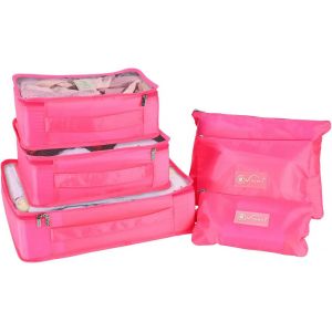 Lot De 6 Sacs De Rangement De Voyage - Sacs De Rangement Multi-U S Pour Vêtements, Articles De Toilette - Rose Rouge - Neuf