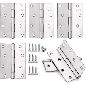 4 Charni&egrave;res de Porte Pliables en Acier Inoxydable 100x70x1,3mm, Charni&egrave;re Piano avec 48 Vis 3,5x16mm Pour Portes, Fen&ecirc;tres, Armoires, Paumelles De Porte - Neuf