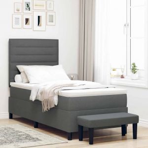 vidaXL Lit &agrave; ressorts avec matelas Gris fonc&eacute; 90 x 200 cm tissu - Neuf