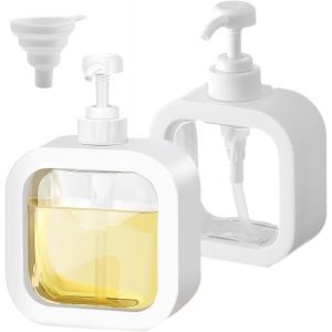 KAL-2Pcs Distributeur Savon, Distributeur De Savon Distributeur Savon Liquide, Distributeur Savon Cuisine, Distributeur Gel Douche, Plastique Transparent Flacon Pompe Vide Rechargeable (500Ml) - Neuf