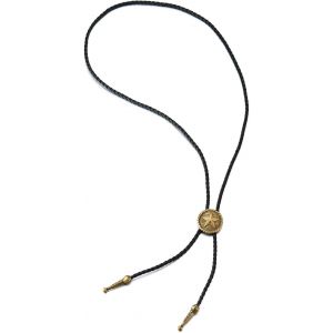 Kal-Vintage Etoile Cercle Bouton Bolo Tie Cravate, Collier Lariat, Rodeo En Noir Tress&eacute; Cuir Longue Y Collier Homme Femm - Neuf