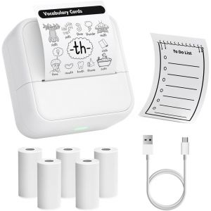 Mini Imprimante, Imprimante Thermique Portable, Bluetooth Imprimante Photos sans Encre Imprimante Autocollants Compatible avec Android iOS pour Voyage, Notes d'&Eacute;tude, Diagrammes (Bleu) - Neuf