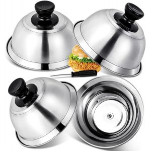 Jexnovashop-4 Pi&egrave;ces Cloche De Cuisson, Cloche Hamburger, Cloches &Agrave; Hamburger En Acier Inoxydable Avec Tournevis, Pour Hamburger Pour Cheeseburger Cloche &Agrave; Fondre Ch&acirc;teaux Hamburgers (16 X 6.6 Cm) - Neuf
