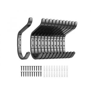 Crochets Muraux Pat&egrave;res &agrave; V&ecirc;tements M&eacute;tal Noir Mat 9,8 cm Lot de 12 Robustes pour Salle de Bain Cuisine Entr&eacute;e Charge 13,6 kg - Neuf