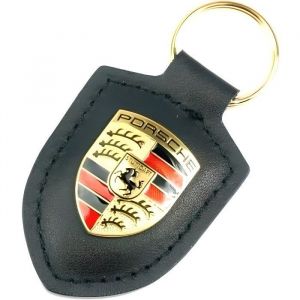 Porte cl&eacute;s Porsche Noir Cuir GENUINE OEM - Keychain clef cle - Neuf