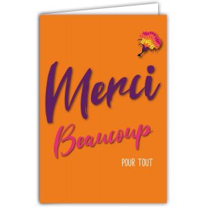 Carte Mille MERCIS Remerciements Fleuris Illustration avec Enveloppe Format 12x17,5cm Papier 300gr issu de forêts gérées durablement Brillant Fabriqué en France Vie en Couleurs - Neuf