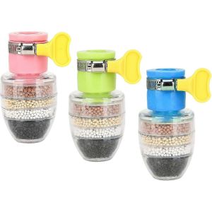 Paquet De 3 Mini Robinet Filtre À Eau Robinet À Charbon Actif 6 Couches Robinet À Charbon De Bois Purificateur D'eau Cartouche Filtrante Filtre À Eau De Cuisine - Neuf