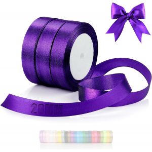 66 M Ruban En Satin 3 Rouleaux Ruban Violet Largeur 20 Mm Rubans Pour Couture Pour Mariage Baptême Anniversaire Emballage Cadeau Décoration De Table De Noël Bouquet Décoration - Neuf