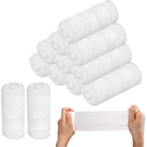 Lbgwp60-Rouleaux De Bandes De Gaze Paquet De 12 Pansements De Gaze Élastique 7,5cm X 2m Bandage Tubulaire Bande De Crepe Pour La Retenue Du Pansement - Neuf