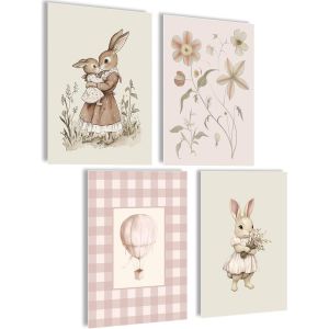 Eryi-Lot De Posters Pour Chambre D'enfant, Garçon Et Bébé, Tableaux Muraux, Pour Chambre D'enfant, Fille, Décoration De Chambre De Bébé (Lapin Vintage) - Neuf