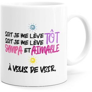 Eryi-Mug Humour Matin Humeur Tasse Message Drôle. Idée Cadeau Original Pour Amis Couple Amoureux Collègue Frère S?ur Pour Anniversaire Noël. Le Sourire Dès Le Réveil. - Neuf