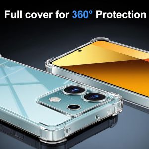 3 en 1 Verre Tremp&eacute; et Coque pour Xiaomi Redmi Note 13 5G (Niet voor Note 13 4G),[Coussin d'air Int&eacute;gr&eacute;] Anti-Jaunissement Souple TPU Bumper Coque Protection,Transparente - Neuf