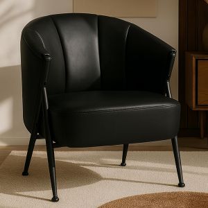 Fauteuil HWC-P30, fauteuil rembourr&eacute;/cocktail/club Lounge Chair Vintage Retro Industrial M&eacute;tal Simili cuirnoir - Neuf