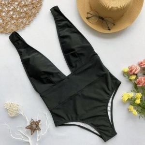 Maillot De Bain Une Pièce Taille Haute Décolleté En V Profond Pour Femme, Monokini Dos Nu, Taille Haute, Vêtements De Plage, 2025 - Neuf