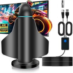 Antenne TV Int&eacute;rieure,Antennes TNT HDTV avec Amplicateur de Signal Am&eacute;lior&eacute;,Antenne TV Int&eacute;rieure &agrave; R&eacute;ception Longue Port&eacute;e &agrave; 360&deg;,pour 4K 1080P All HD Cha&icirc;nes T&eacute;l&eacute;vision - Neuf