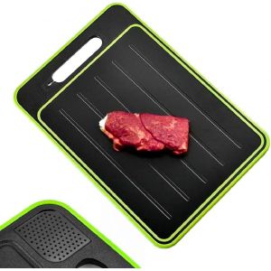 Plateaux de D&eacute;cong&eacute;lation Rapide + Planche &agrave; D&eacute;couper (4 en 1) D&eacute;congeler, D&eacute;couper, R&acirc;pe &agrave; &Eacute;pices et Aiguiseur Couteaux, Anti-adh&eacute;sif et Antid&eacute;rapant, 36.5 x 25 x 1 cm (Passe au Lave-Vaisselle) - Neuf