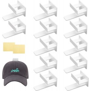 12 Pi&egrave;ces Crochets De Chapeaux,Crochet &Agrave; Chapeau Adh&eacute;sifs,Rangement Casquette,Porte Casquette Mural,Organisateur Casquette Crochet,Pour Chapeaux,&Eacute;charpes,Sacs,Serviettes (Blanc) - Neuf