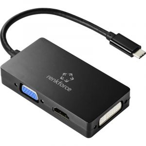 Renkforce - Rf-4633066 Usb-c / Hdmi / Dvi / Vga Adaptateur [1x Usb-c M&acirc;le - 1x Vga Femelle, Hdmi Femelle, Dvi Femelle 24+5 P&ocirc;les] Noir Y983222 - Neuf
