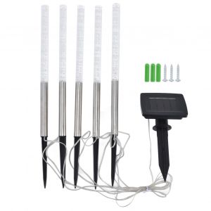 Hjlian Lot De 1 A 5 Lampes Solaires A Roseaux, Tube A Bulles Led Etanche Ip65, Eclairage Sur Piquet Pour Jardin - Neuf
