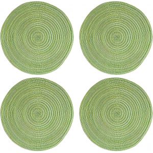 ERYI-Set De 4 Sets De Table Lavables Rond, Sets De Table Ronds Bleu Tressé, Résistant À La Saleté, Résistant À La Chaleur, Tapis De Table Rond (Vert-M-30Cm) - Neuf