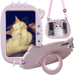 ERYI-Coque Pour Enfants Compatible Avec Lenovo Tab M11 (11 Pouces) 2024 (Tb330Fu/Tb330Xu) Housse De Protection Antichoc Poignée Rotative À 360°, Chat - Neuf