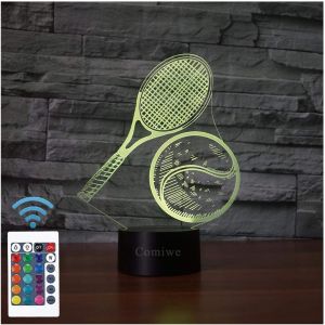 Tennis (B) 3d Illusion Veilleuse Jouets,D&eacute;cor De Maison Led Lampe De Chevet Table,Tactile & T&eacute;l&eacute;commander 16 Couleurs,Cadeau D'anniversaire De No&euml;l Pour Filles Gar&ccedil;ons Enfants Amis Et Famille - Neuf