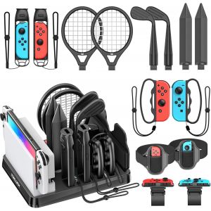 Ensemble d`accessoires de Sport Switch,15 en 1 Switch Sport Accessoire Compatibles avec Nintendo Switch/ OLED,Kit d'accessoires Switch Sport pour Enfants et Familles (Noir) - Neuf