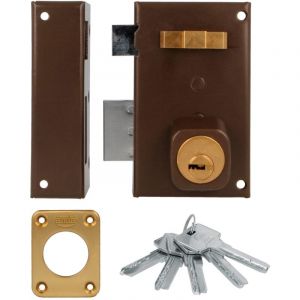 Amig Serrure En Applique Et Verrous 75 67 X 112 Mm Acier Marron - Gauche - Neuf