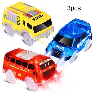 Lot De 3 Voitures De Piste Lumineuses Compatibles Avec La Plupart Des Pistes Et Compatibles Avec L'obscurite - Neuf