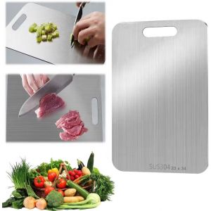Ershi-Planche À Découper Inox, 34x23 Cm Planche À Découper En Titane, Planche À Découper En Titane Pour Cuisine, Planche À Découpe[202] - Neuf