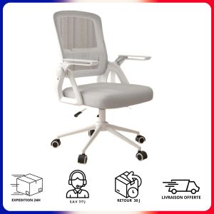 Chaise Bureau Ergonomique Support Lombaire Bras Rabattables Confort Pro - Neuf