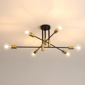 Ulteronixshop-Plafonnier Industriel, Lampe De Plafond, Lustre Industriel E27, 6-Luminaire Suspension Pour Chambre &Agrave; Coucher Salon (Ampoule Non Incluse) - Neuf