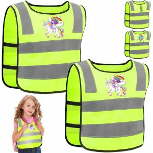 2 Pièces Gilet Reflechissant En V Enfant,Jaunes Réflecteur Haute Visibilité Sécurité Gilet,Licorne Gilet De Sécurité Pour Enfant Pour 2-12 Ans Enfants,Pour Sport,Course,Cyclisme,Ecole.[B1102] - Neuf