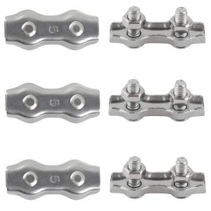 M5 Duplex Clips Attaches de Câble en Acier Inoxydable 304 Duplex Ligne Clips pour câble de Cordes à linge Suspendu Voiles solaires Fixes Patio 6pcs - Neuf