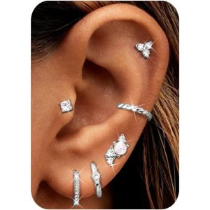 Kal-Boucles D'oreilles En Or Hypoallerg&eacute;nique Boucles D'oreilles &Agrave; Dos Plat Boucles D'oreilles Cartilage Pour Boucles D'oreilles &Agrave; Dos Plat - Neuf