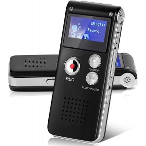 Dictaphone 16 Go-Enregistreur vocal rechargeable par USB avec lecture,mini enregistreur vocal portable avec audio numérique multifonction et lecture MP3 (noir).[V109] - Neuf
