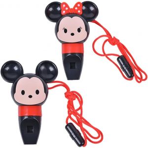 Sifflet pour enfants, 2 pièces Mickey Minnie Sifflet avec cordon, Mickey Minnie Cartoon Sifflet en plastique Mickey Minnie Sifflet adapté au divertissement et à l'aide aux enfants - Neuf