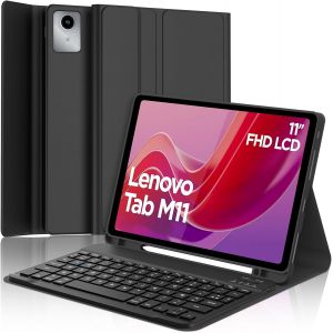 Coque Clavier Pour Lenovo Tab M11 11 Pouces, Azerty Français Housse Clavier Bluetooth Magnétique Détachable Avec Porte Crayon Pour Tablette Lenovo Tab M11 11"" 2024 (Tb330fu/Tb330xu), Noir - Neuf