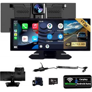 Scumaxcon Carplay Sans Fil Écran Tactile 11.26"" Cadre Noir Avec, Android Auto Airplay Caméra 4k Bluetooth Gps Fm Haut-Parleur Intégré U2013 Console Centrale Lecteur Multimédia Voiture[Z487] - Neuf