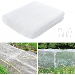 2x10m Filet Anti Insecte avec 15 Clous en Forme de U Filet de Jardin Filets Anti-Oiseaux Filet de Protection pour Plantes, Fleurs, L&eacute;gumes et Fruits (Blanc, Mailles: 1mmx1mm) - Neuf