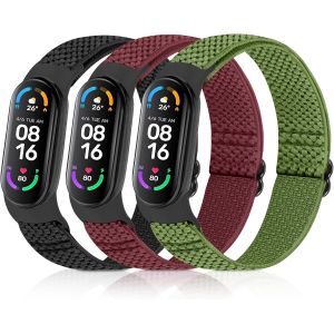 Enkic Elastic Adjustable Watch Straps Compatible With Xiaomi Mi Band 7/Mi Band 6/Mi Band 5 Straps, Stretchy Nylon Loop Replacement Sport Wristband For Women Men - Neuf