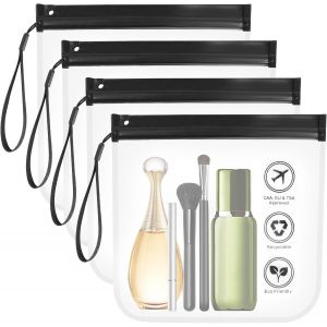 KALANKA-4 Pcs Trousse de Toilette Transparente Femme 20x20cm Transparente Voyage Kit de Voyage pour l'Avion Sacs d'avion Trousse Transparents Kit Voyage Avion Cabine Sac à Liquide Pochette Transparen - Neuf