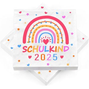 Tianyi-Lot De 40 Serviettes De Décoration Arc-En-Ciel Pour Rentrée Des Classes - 33 X 33 Cm - Décoration De Table Pour Écolier 2025 - Fille Garçon - Accessoire De Fête (A) - Neuf