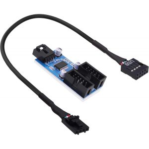 JGD-R&eacute;partiteur de carte m&egrave;re USB 2.0 - 9 broches - 1 m&acirc;le vers 2 ports internes USB 2.0 femelle - C&acirc;ble d'extension pour carte WiFi CPU - 30 cm - Neuf