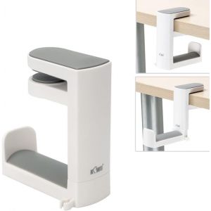 LORANKA-- Support pour casque avec pivotement &agrave; 360&deg; + Support r&eacute;glable &agrave; ressort, support de bureau pour casque et &eacute;couteurs, crochet de montage pour casque de jeu - blanc - Neuf