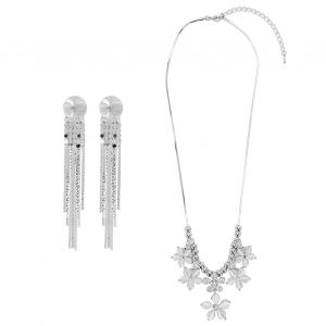 Ensemble De Boucles D'oreilles, Collier, Boucles D'oreilles A Pampilles, Pendentif Fleur, Collier, Ensemble De Bijoux - Neuf